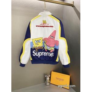 Supremeスポンジボブカートゥーンプリント刺繍ロゴレーサーアメリカントレンドジャケット