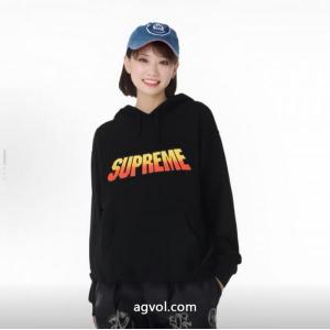 Supremeグラデーションロゴ純色加絨連帽長袖アメリカントレンドパーカー