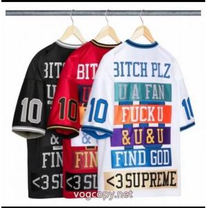Supreme SS 26 WEEK 1 Find GodフットボールJersey刺繍アップリケメッシュシルクのユニホーム男女同じユニフォーム
