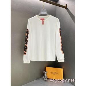 Supreme SS 26 Cracked Sleeve L/S Top両腕カラープリントアルファベットゆったり長袖Tシャツ男女同型