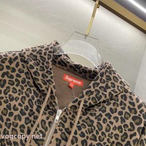 Supreme SS 25 WEEK 16 Hooded Zip Up Thermalヒョウ柄ワッフルジャケットポケットロゴ柄アメリカントレンディパーカー男女同型