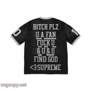 Supreme SS 26アメリカンレトロ10号メッシュラグビー半袖Find GodフットボールJersey刺繍アップリケメッシュニットサッカーウェア男女同型