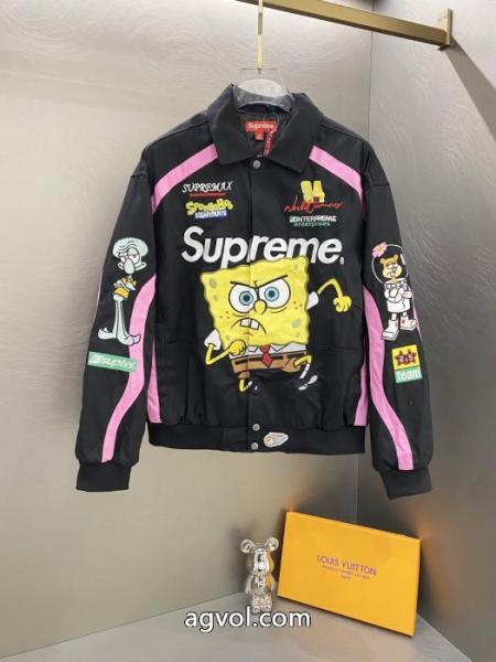 Supremeスポンジボブカートゥーンプリント刺繍ロゴレーサーアメリカントレンドジャケット 1