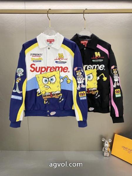 Supremeスポンジボブカートゥーンプリント刺繍ロゴレーサーアメリカントレンドジャケット 2