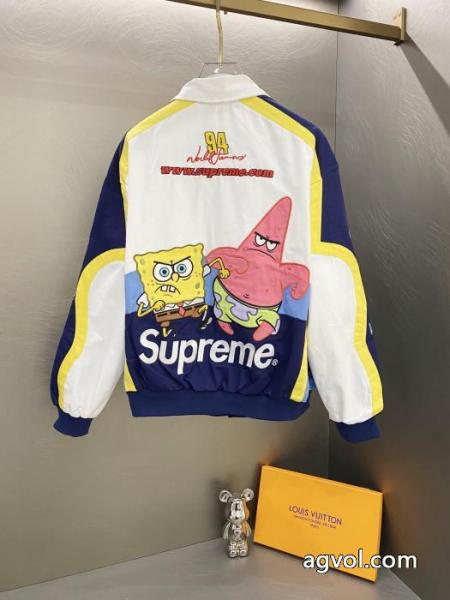 Supremeスポンジボブカートゥーンプリント刺繍ロゴレーサーアメリカントレンドジャケット 4