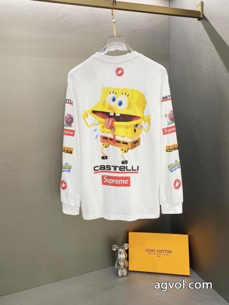 Supreme綿の赤ちゃんのおかしなプリント柄丸首長袖Tシャツ男女同型 1