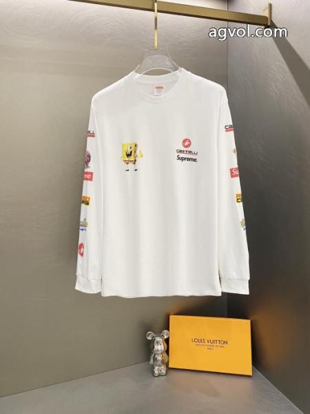 Supreme綿の赤ちゃんのおかしなプリント柄丸首長袖Tシャツ男女同型 2