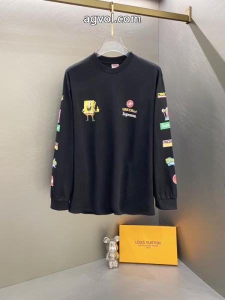 Supreme綿の赤ちゃんのおかしなプリント柄丸首長袖Tシャツ男女同型 3