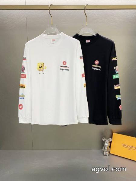 Supreme綿の赤ちゃんのおかしなプリント柄丸首長袖Tシャツ男女同型 4