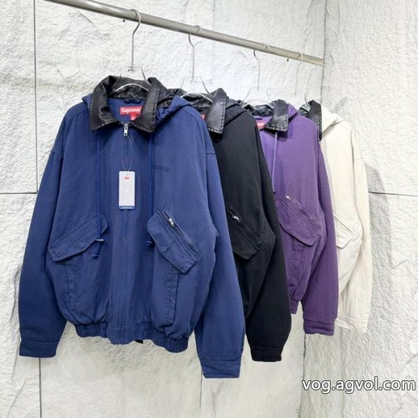 Supreme胸ロゴポケットデザインファスナー取り外し可能フード開閉水洗ジャケット 0 