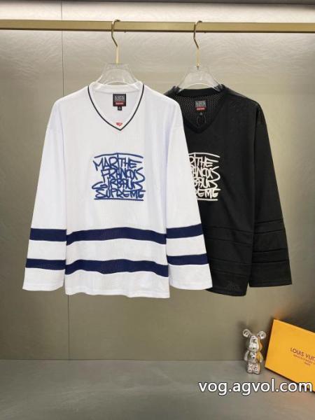 Supreme連名モデル胸にロゴを刺繍したゆったり目のアメリカンアイスホッケーシャツのユニホームは男女同型 0 