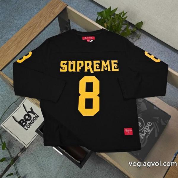 2025新作Supremeクラシック8号アルファベット柄ロゴプリントカジュアルカップル長袖Tシャツ 0 