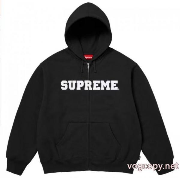 Supreme万針刺繍裏面英数字ロゴカンガルーポケットキャップ付ヘッドガード男女同型 1