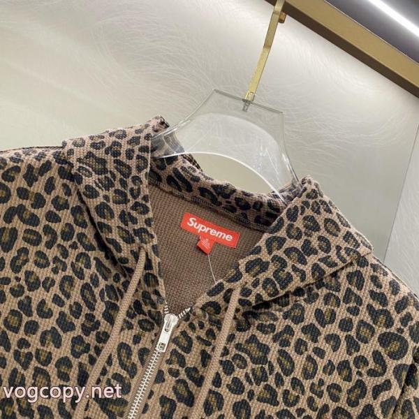 Supreme SS 25 WEEK 16 Hooded Zip Up Thermalヒョウ柄ワッフルジャケットポケットロゴ柄アメリカントレンディパーカー男女同型 3